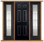 GRP 6 Panel Black Front Door with Elegant Sidelights